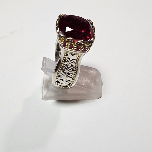 Authentic Michael Valitutti Red Quartz & Rubies Ring Sterling Silver & 18k Sz 6! - Picture 4 of 6